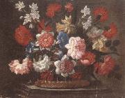 unknow artist Still life of various flowers in a wicker basket,upon a stone ledge USA oil painting artist